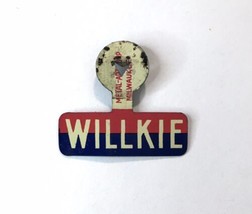 Vintage 1940 Presidential GOP Candidate Willkie Tin Lapel Pocket Campaig... - £9.27 GBP