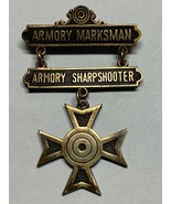 CIRCA 1919, WWI, ARMORY MARKSMAN / SHARPSHOOTER BADGE, HALLMARKED, NAMED - $133.65