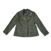 Talbots Sz 6 Brushed Italian Wool Double Breasted Jacket Pea Coat Olive ... - £30.68 GBP