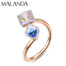 Crystals From Swarovski Open Rings For Women New Fashion Rose GolFemale Rings We - £23.87 GBP