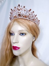 Rhinestone Crystal Tiara, Topaz Crown Tiara, Statement Pageant Jewelry, Head Ban - £52.59 GBP