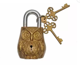 Brass Owl Look Handmade Decorative Antique Style Pad Lock - £24.36 GBP
