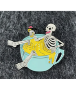 Skeleton in a Mug Relaxing Enamel Pin Goth Bag Lanyard Hat Badge Lapel B... - $180.56 MXN