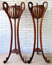 Matched Pair Antique Empire Style Carved Mahogany Swan Heads Basket Jard... - $28,042.08 MXN