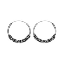 925 Sterling Silver Bali Hoop Earrings 20 x 1.5 mm - £14.93 GBP