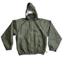 Frogg Toggs Jacket MEDIUM Green Hooded Full Zip Raincoat Lightweight EUC... - $18.32