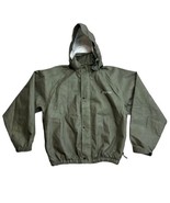 Frogg Toggs Jacket MEDIUM Green Hooded Full Zip Raincoat Lightweight EUC... - $18.32