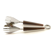 Tong Grabber Food Server Utensil Brown Bakelite Handle Mid-Century 8 1/2&quot; - £11.66 GBP