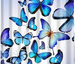 Blue Butterfly Pattern Waterproof Bath Shower Curtains Fabrics Curtain w... - £23.19 GBP