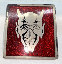 Belt Buckle Devil Demon Satan Face Enamelled Red Glitter Silver Black PS... - £31.65 GBP