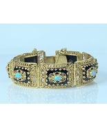 Revival 14k Gold Fiery Opal Onyx Filigree Bangle Bracelet 45.6g 7.25&quot; JR... - £1,976.74 GBP