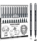 Mogyann Drawing Pens Black Art Pens for Drawing 12 Size Waterproof Ink P... - £12.03 GBP