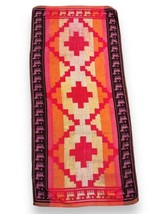 Vtg 80&#39;s Jay Franco Beach Towel Alpaca Aztec Tribal Sunset Red Orange 24x51” - £29.20 GBP