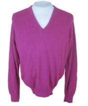 Mens Sweater JANTZEN XL long sleeve  vintage V neck pullover acrylic fuscia - £27.18 GBP