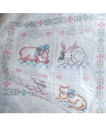 Farm Animals Stamped Cross Stitch Kit Baby Crib Quilt Blanket New White - $946.09 MXN