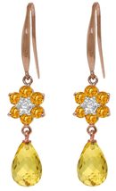 Galaxy Gold GG 14k Rose Gold Fish Hook Earrings with Diamonds and Citrines - $401.99+