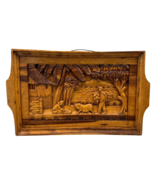 Pictorial South East Asian Carved Teak Tray Wall Hanging 12" x 18.25" Vintage - $133.65