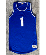 VTG Russell Athletics Tank Top-#1 T-Shirt-Blue-M-Nylon Sports Shirt - $615.68 MXN