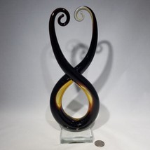 Abstract Twisted Curled Glass Sculpture Label Murano Glassware Made China 12.5&quot; - £30.62 GBP