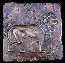 Standing Roman Lion Relief sculpture plaque Tile Dark Bronze Finish - $14.84
