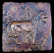 Standing Roman Lion Relief sculpture plaque Tile Dark Bronze Finish - £11.67 GBP