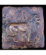 Standing Roman Lion Relief sculpture plaque Tile Dark Bronze Finish - $277.80 MXN