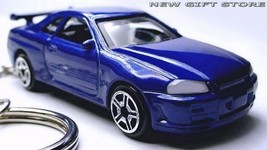 Key Chain Blue Nissan Skyline GT-R R34 Sport Car Fast &amp; Furious Limited Edition - £30.66 GBP