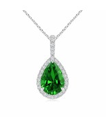 ANGARA Lab-Grown Emerald Pendant with Diamond Halo in 14K Gold (10x8mm,2... - £1,542.29 GBP