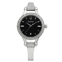 NEW* Bulova 96L259 Ladies 27mm Stainless Steel Crystal Studded Watch MSRP $199 - £95.10 GBP