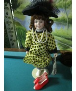 Danbury Mint Dress up- Doll, 13 &quot; with stand NEW IN BOX RED SHOES BAG HAT - $144.86 CAD