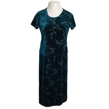 Kathie Lee Collection Classy Velveteen Long Dress ~ Sz S ~ Dark Teal Green  - £13.54 GBP