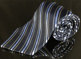 Tommy Hilfiger Royal Blue Green Yellow Blue Striped 100% Silk Necktie - £12.31 GBP