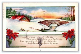 Winter Landscape Stone Bridge Christmas Whitney Made DB Postcard R10 - £2.77 GBP