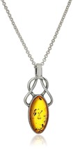 18&quot; Sterling Silver 925 Amber Celtic Design Pendant Necklace New with Tags - $39.78