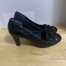 American Living Heels Womens 8.5M Reid Casual Slip On Pumps Black Leather - $23.28