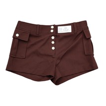 Casual Shorts Womens 16 Brown Flat Front High Waist Button Up Bottom wear - £18.97 GBP