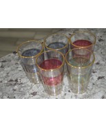Jewel Toned Cordial Wine Glasses France, Set Of 6, gilt with multi colors - $19.99