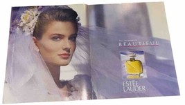 Vintage Magazine 2-Page Print Ad 1990 Estee Lauder Beautiful Perfume - $6.92