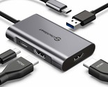 Adapter, Usb C Hub To Dual Hdmi, 4 In 1 Thunderbolt 3 To Hdmi With 2 Hdm... - £44.64 GBP