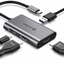 Adapter, Usb C Hub To Dual Hdmi, 4 In 1 Thunderbolt 3 To Hdmi With 2 Hdm... - £41.66 GBP