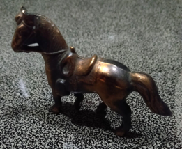 Vintage Metal Copper Over Brass Look 2.5&quot; Horse Figurine Statue Collectible - £13.00 GBP