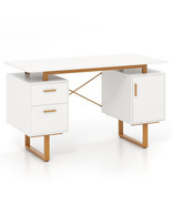 51 Inch Computer Desk with Floating Desktop and Dual Drawers-White - Col... - €257,58 EUR