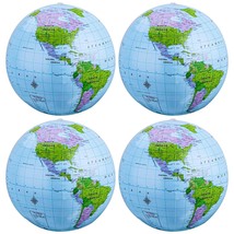 4 Pack 16 Inches Inflatable Globe Pvc Earth Blow Up World Globe Beach Ball For B - £19.17 GBP