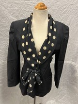Luisa Spagnoli Vintage Black Blazer w Polka Dot Scarf Tie Trim Women&#39;s S... - £29.59 GBP