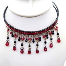 Gothic Beaded Memory Wire Choker, Vintage Double Strand Necklace with Dramatic - £45.91 GBP