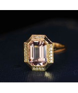 Mom Gift 4.50Ct Morganite Cocktail Wedding Ring 14k Yellow Gold Engageme... - £2,010.57 GBP