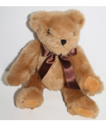 Burton + Burton Beige Jointed Teddy Bear Plush 9" Brown Bow Stuffed Anim... - $10.40