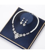 Diamond pearl jewelry set silver plus FREE white pearl bracelet - £31.60 GBP