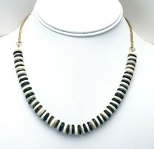 Vintage Gold Tone Brass 2mm Snake Chain Heishi Coconut Shell Bead Necklace - £35.04 GBP