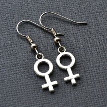 Venus Symbol Earrings 1&quot; Small Charm Female Gender Feminist Woman Feminism Hook - £6.24 GBP